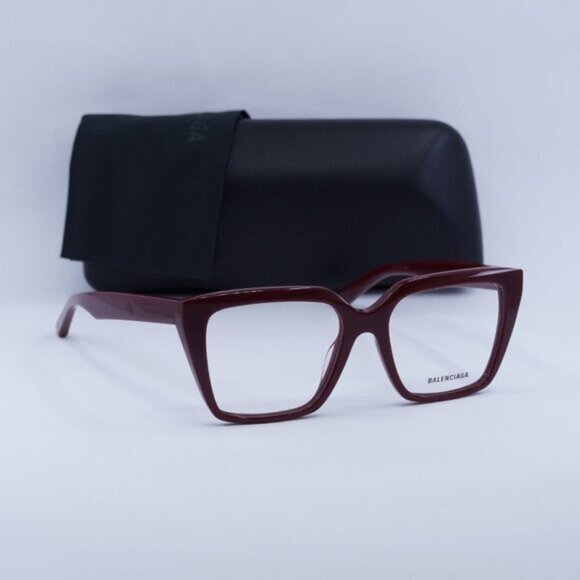 Balenciaga BB0130O 006 Eyeglasses Burgundy 53mm Square Frame - Picture 10 of 10